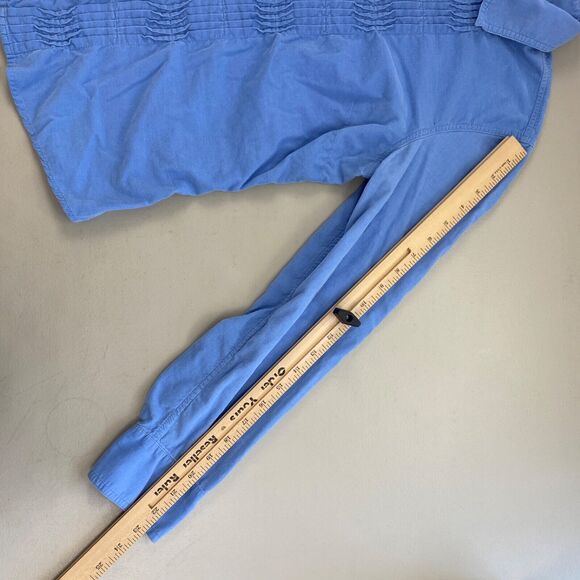 Vintage Talbots Corduroy Button Up Top Medium Blue Pin Tuck Pleat Fine Wale Y2K - Picture 8 of 13